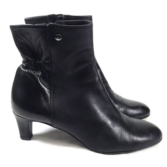 Attilio Giusti Leombruni Zip Boot Black Leather Booties Made Italy Sz 38 7.5 AGL - Picture 1 of 13